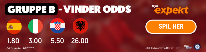 Odds på vinderen af pulje B i EM 2024